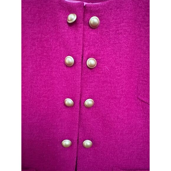 LOFT Pink Wool Blend Cropped Blazer Gold Button Feminine Workwear Preppy Small - Picture 3 of 4